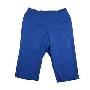 Alfred Dunner Classics Capri Pants Women's 20W Cotton Pull On Blue Flat Front